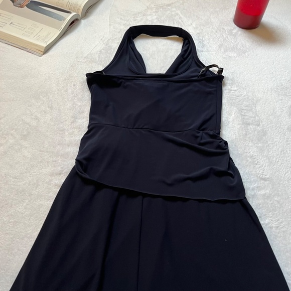 Navy Stretch Jersey Halter Neck Faux Wrap Marilyn Dress - Picture 11 of 12